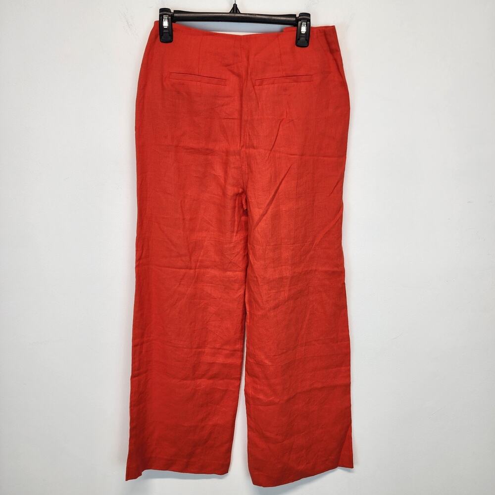 Boden Wide Leg Sailor Pants Size 6 Dark Orange 100% Linen Button Front Euro Chic - Picture 3 of 13